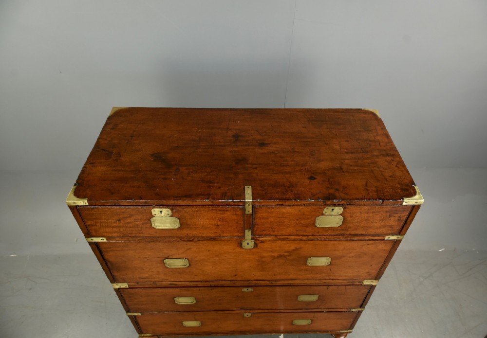 antique mahogany campaign military chest of drawers  View IV