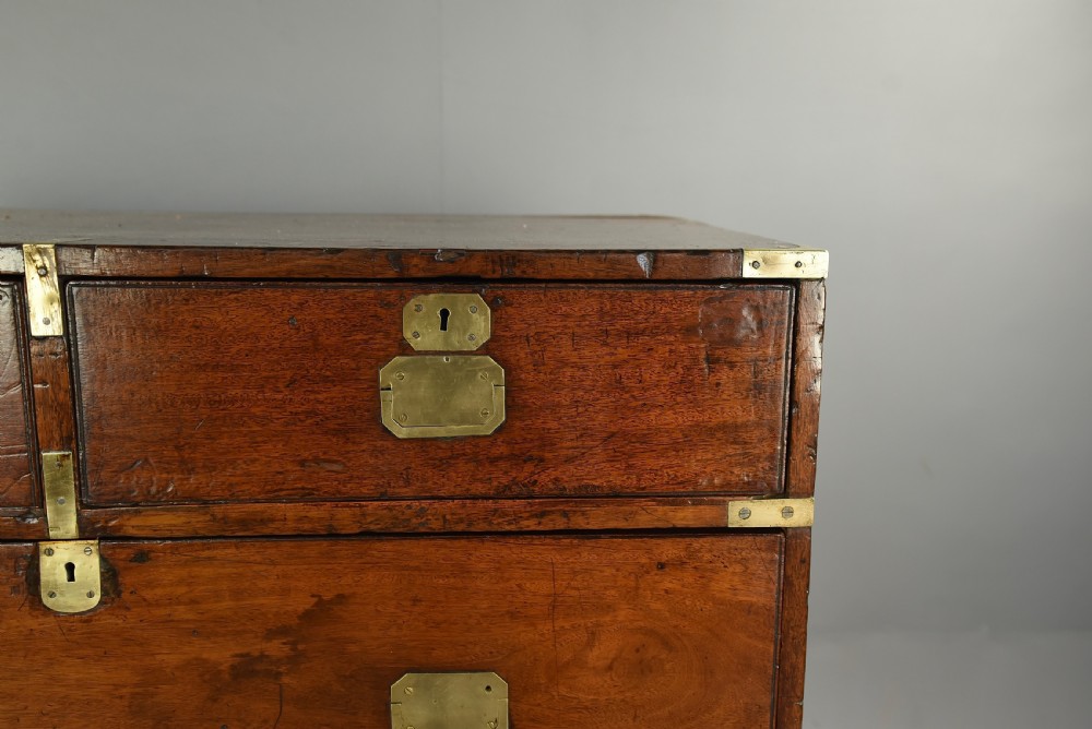 antique mahogany campaign military chest of drawers  View V