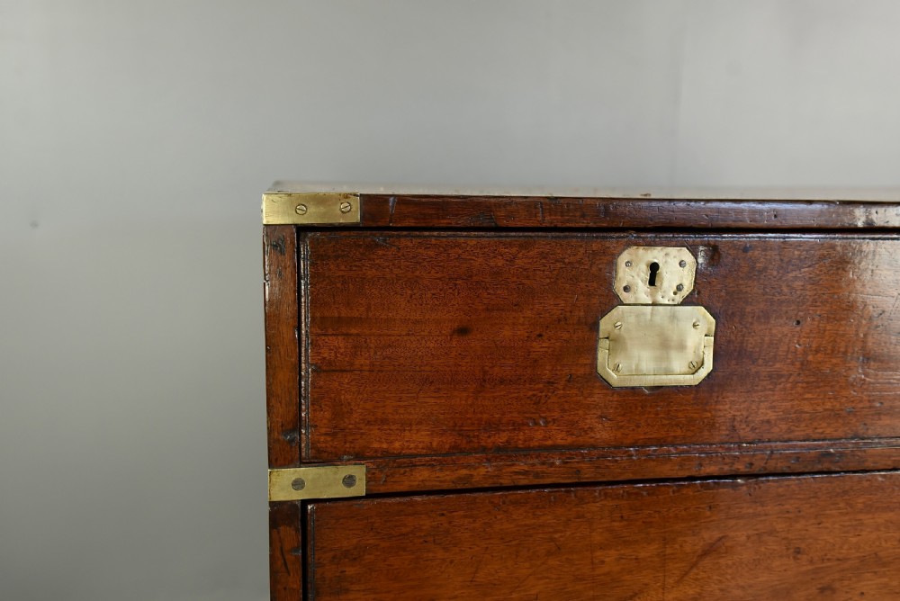 antique mahogany campaign military chest of drawers  View VI