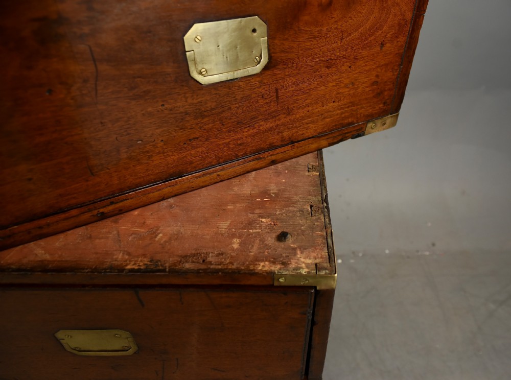 antique mahogany campaign military chest of drawers  View VIII