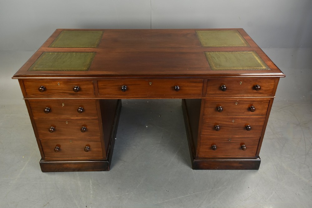 Victorian mahogany pedestal desk  View II