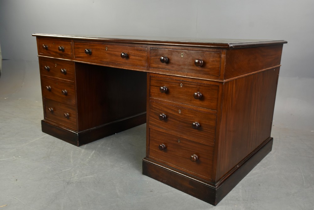 Victorian mahogany pedestal desk  View III