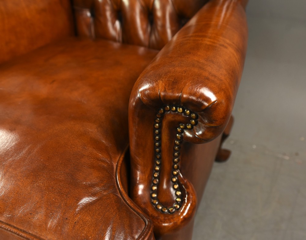 Large pair of leather wing chairs  View VII