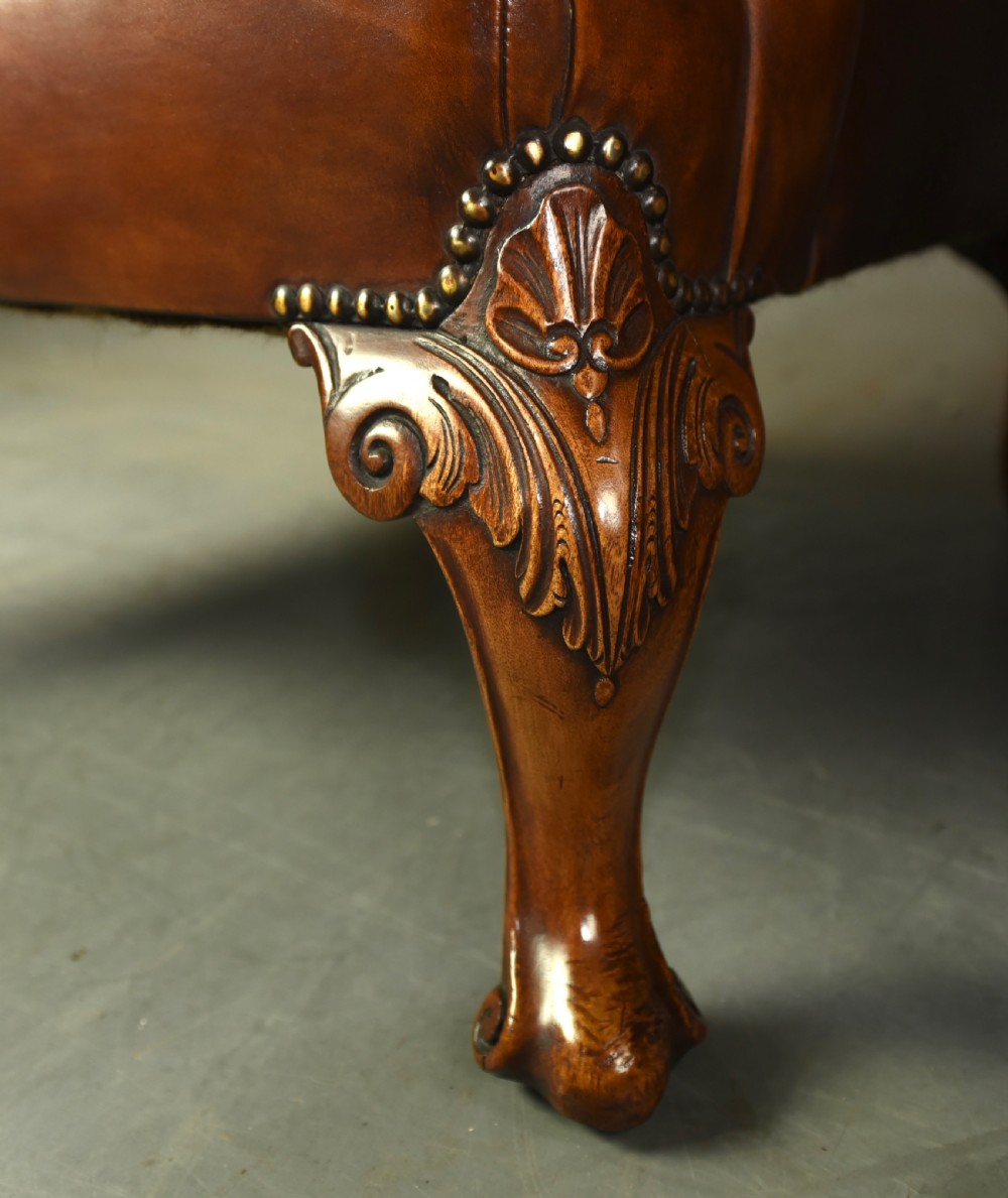 Large pair of leather wing chairs  View XI