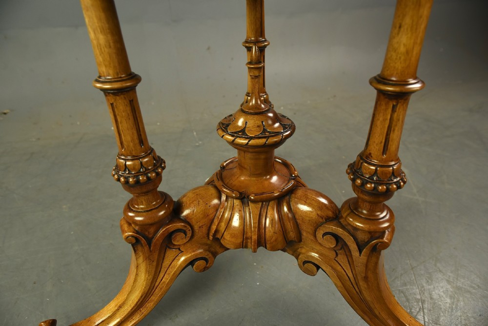 Antique round burr  walnut dining table  View VIII