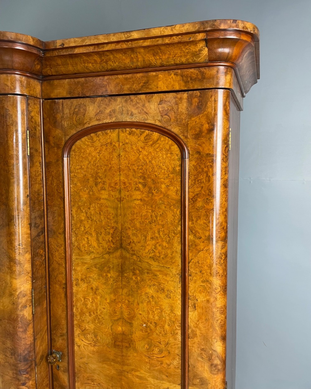Victorian Walnut breakfront triple wardrobe  View II
