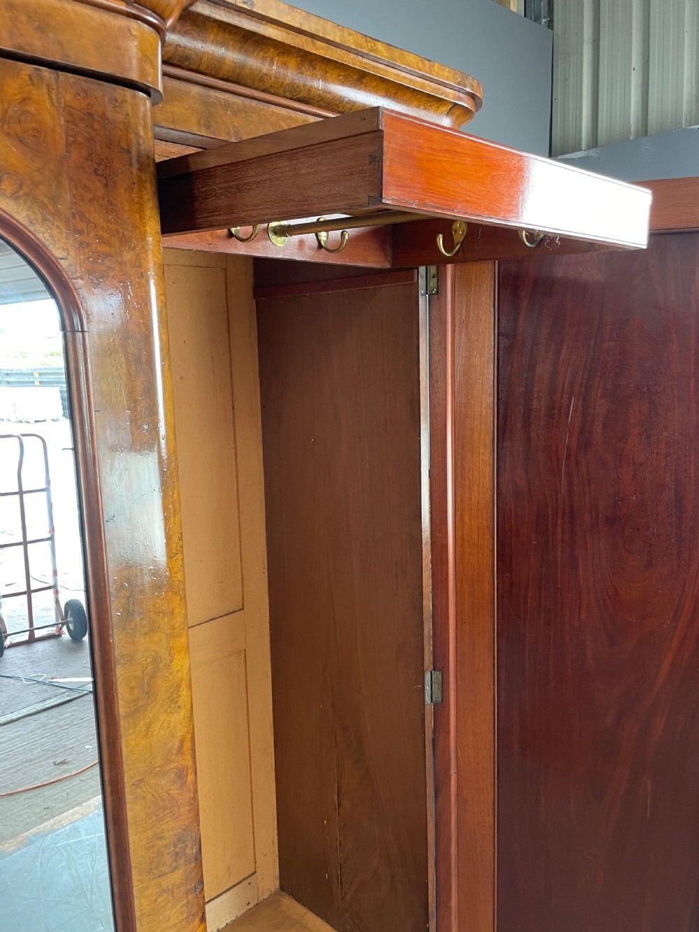 Victorian Walnut breakfront triple wardrobe  View VI