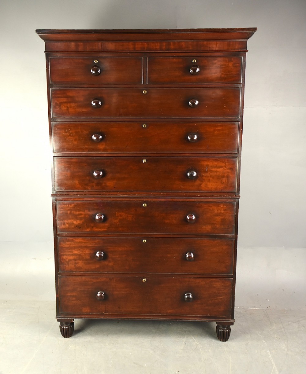 Large 19th century mahogany chest on chest 