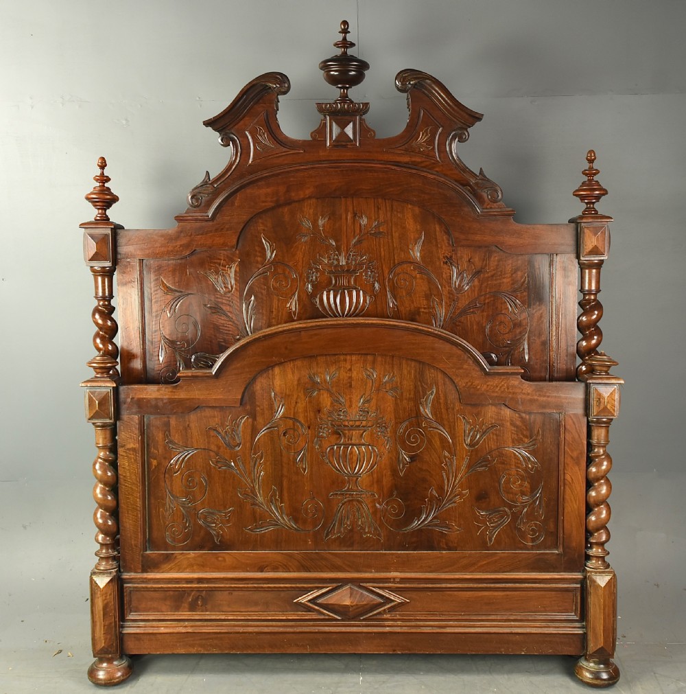 19th Century French walnut king size bed 