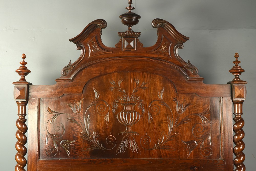 19th Century French walnut king size bed  View V