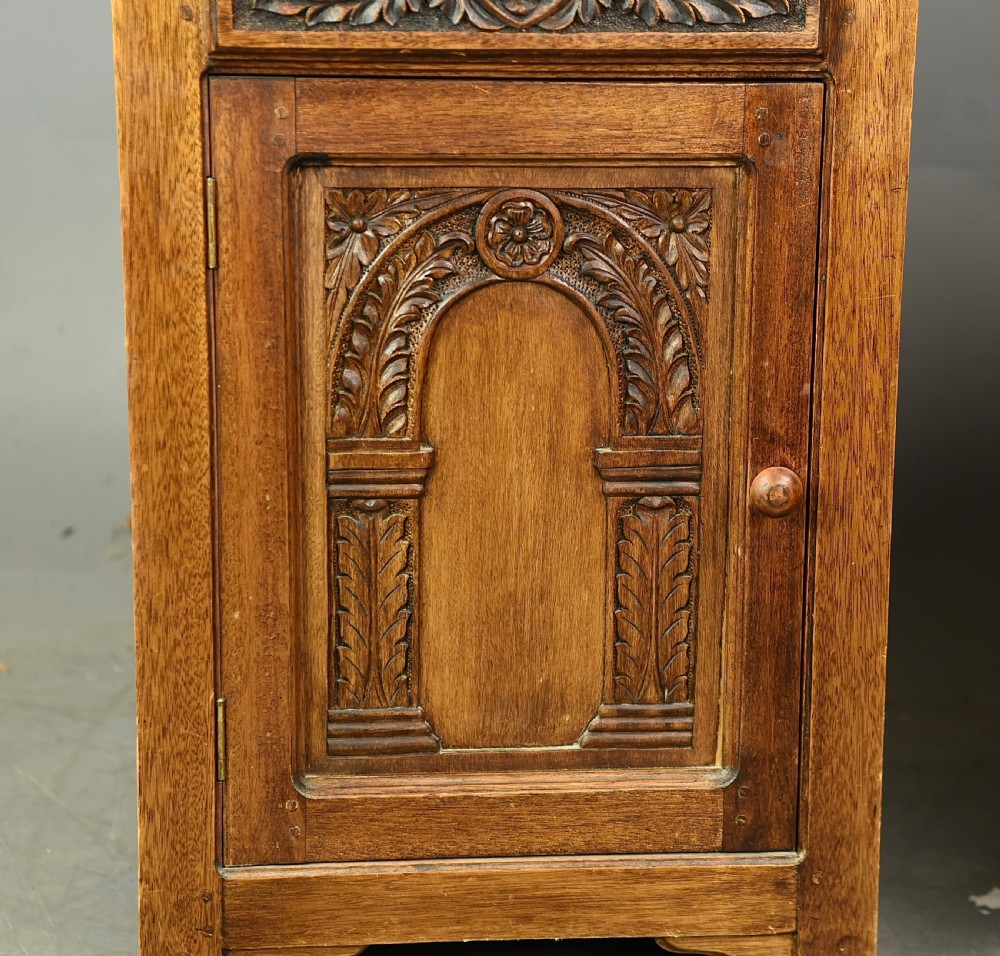 Pair of carved oak bedside cabinets  View VII