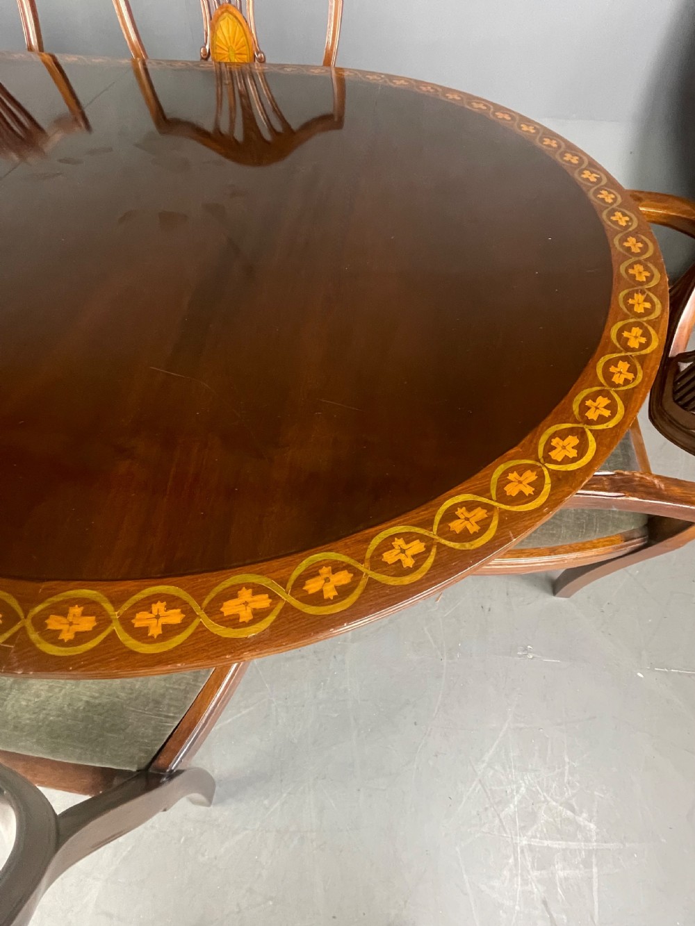 Regency style dining table and eight chairs  View III