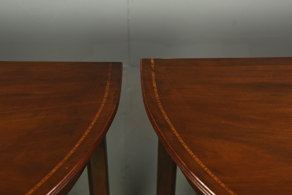 Pair of Georgian mahogany demi lune console tables  View IV