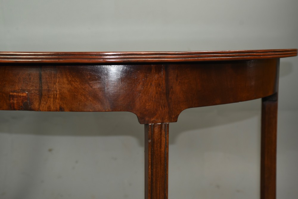 Pair of Georgian mahogany demi lune console tables  View V