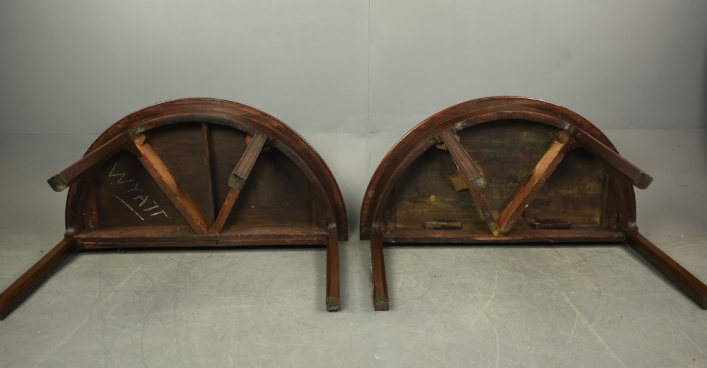 Pair of Georgian mahogany demi lune console tables  View VI