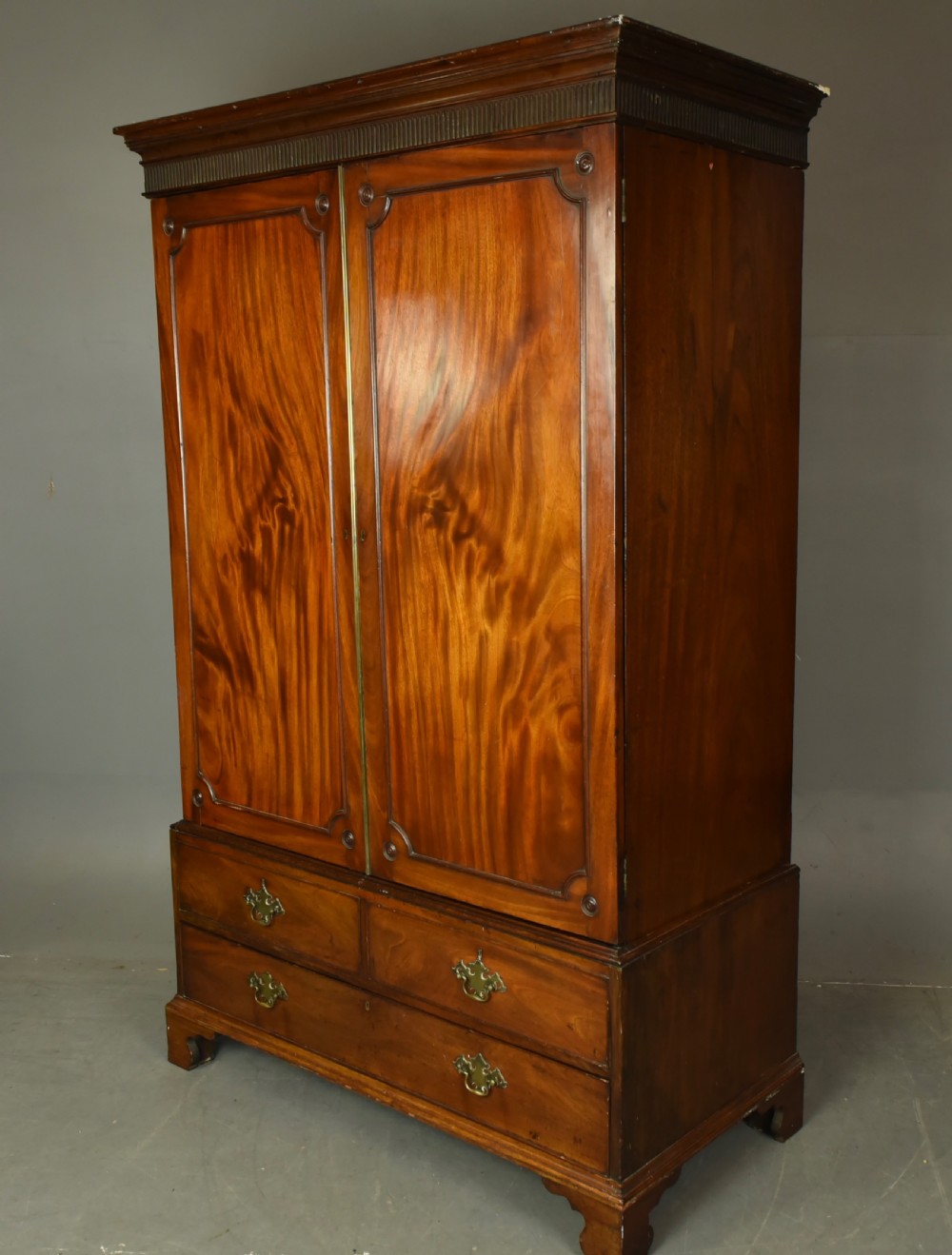 Georgian mahogany two door wardrobe  View II