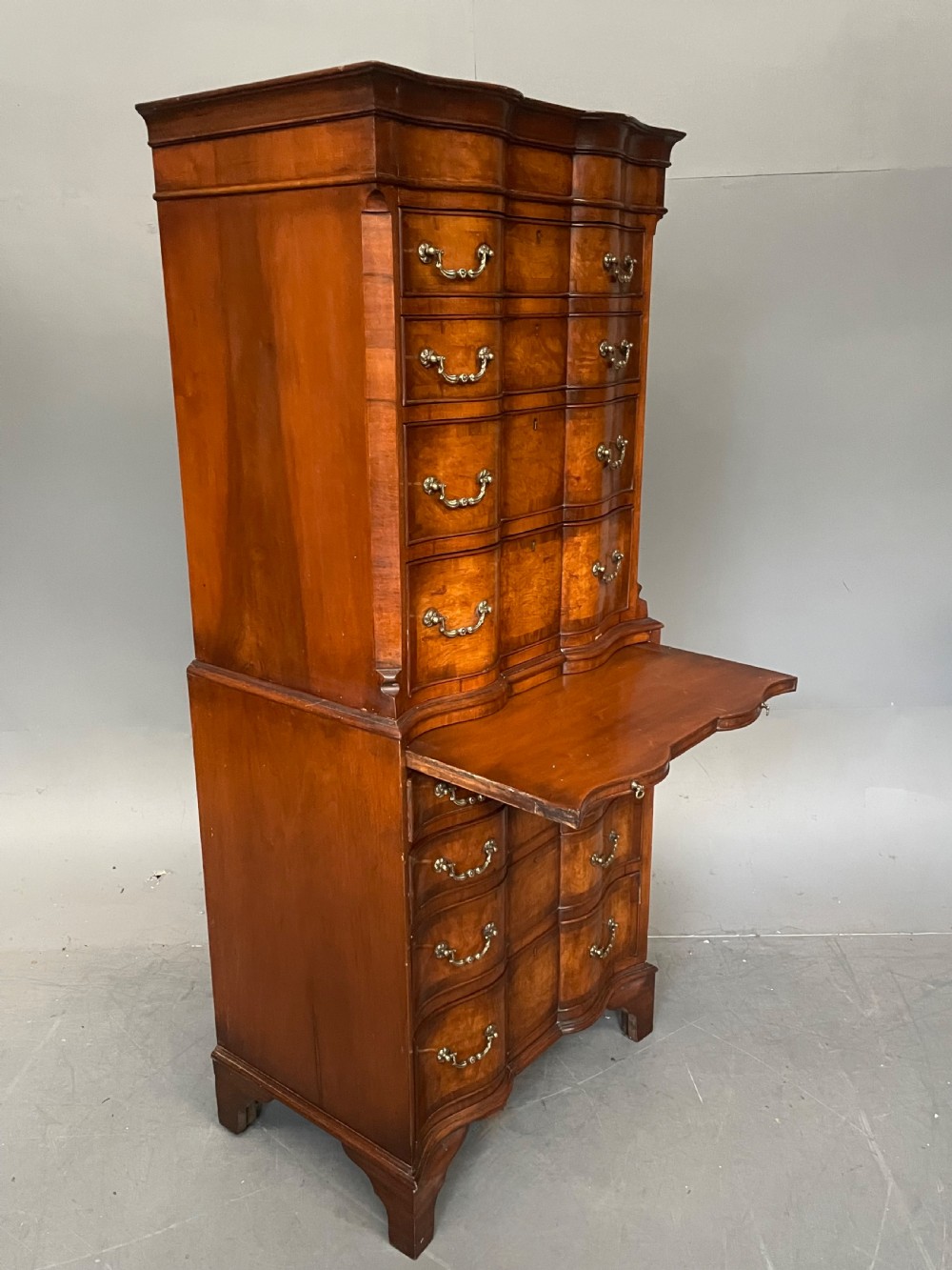 Antique burr walnut tall boy chest on chest  View IV