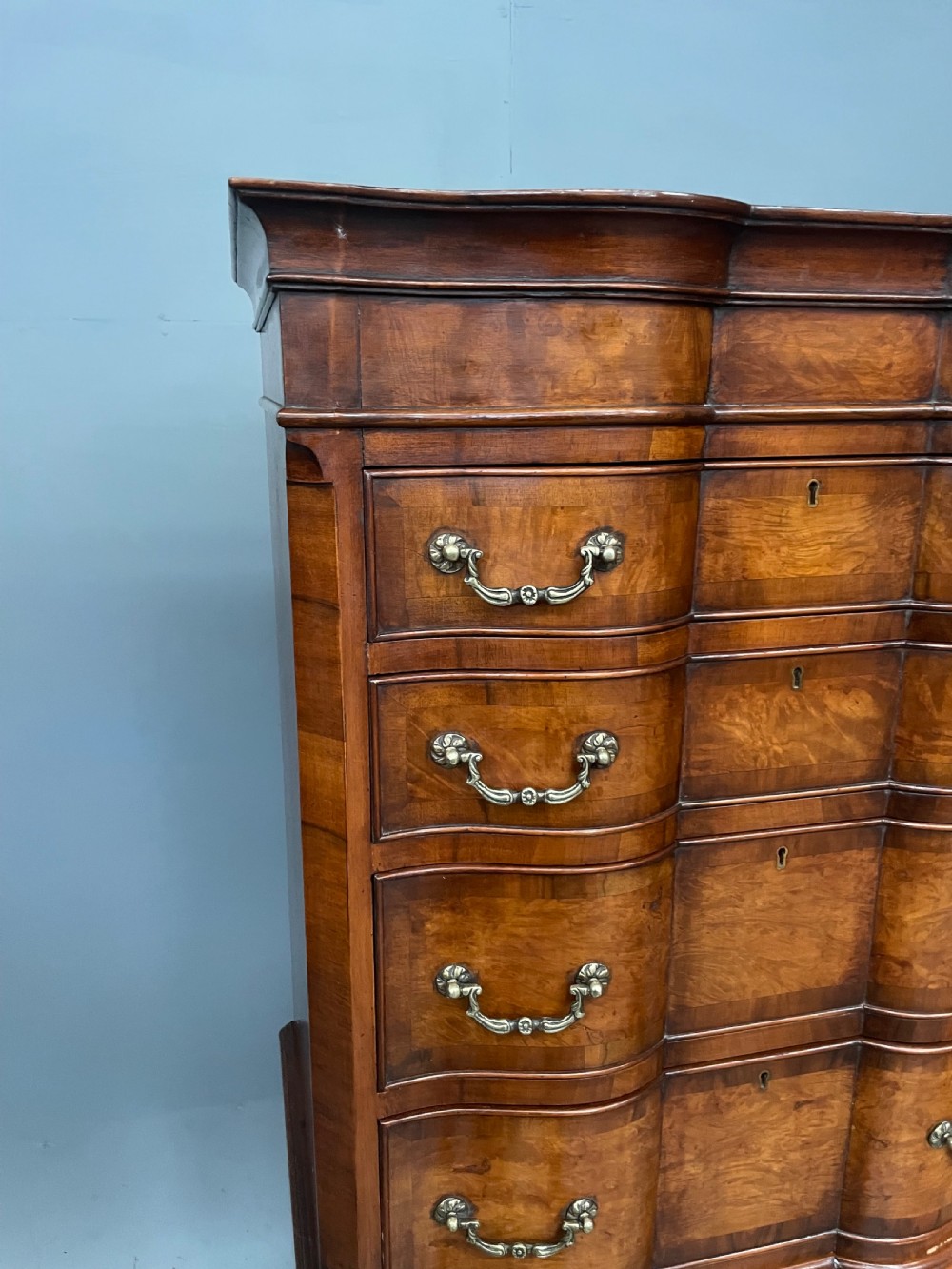 Antique burr walnut tall boy chest on chest  View VII