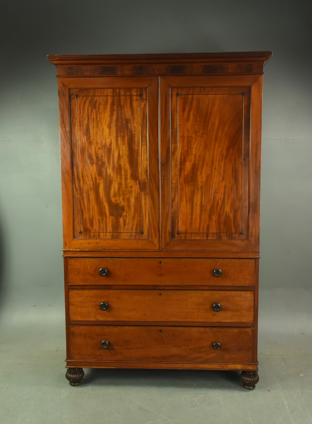 Antique mahogany gentlemens wardrobe press cupboard 