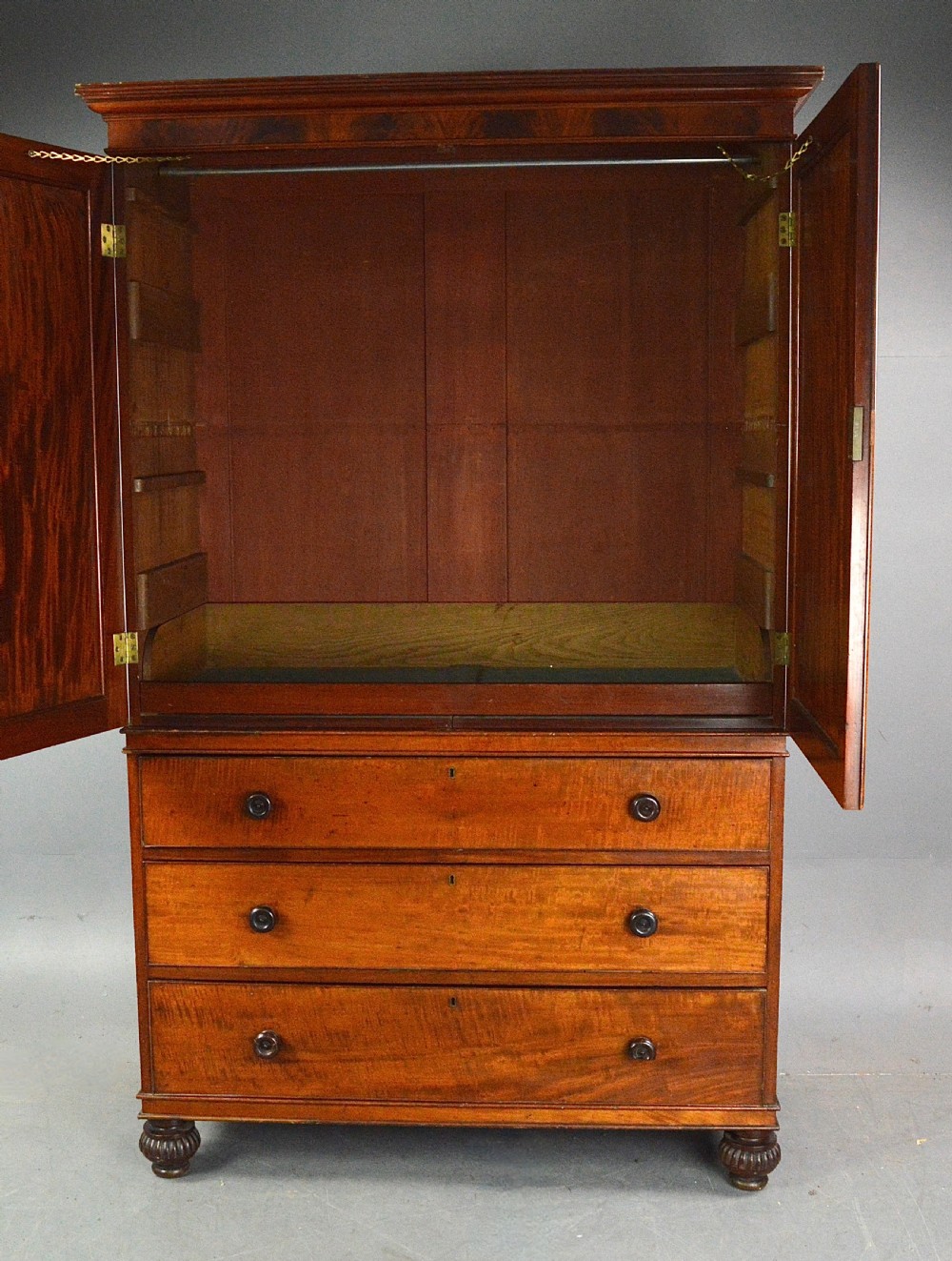 Antique mahogany gentlemens wardrobe press cupboard  View III