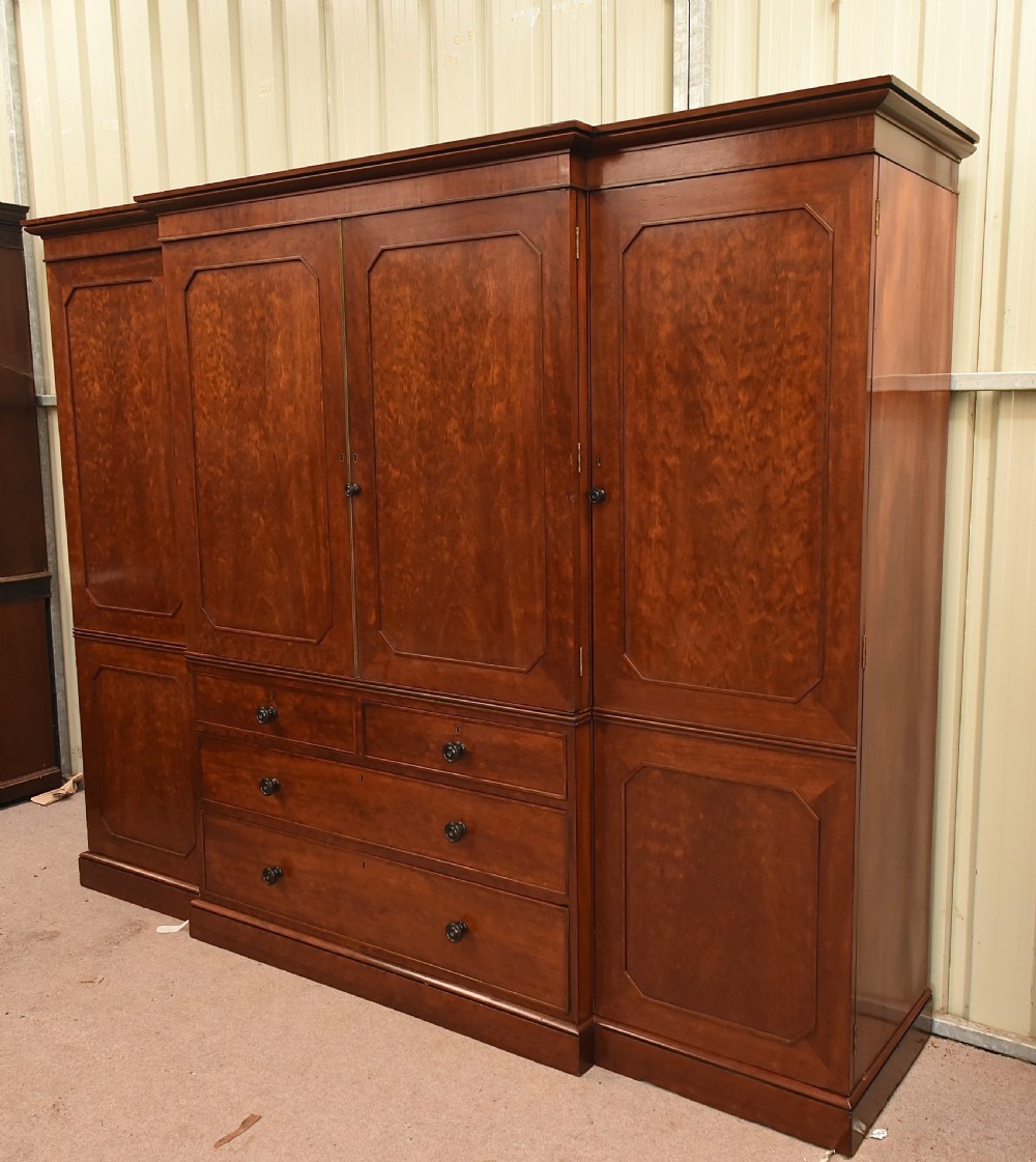 Large Georgian mahogany breakfront  compactum wardrobe  View III