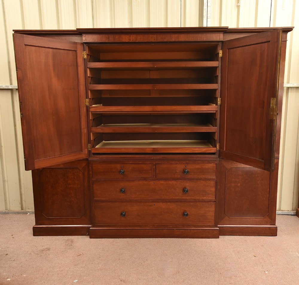 Large Georgian mahogany breakfront  compactum wardrobe  View IV
