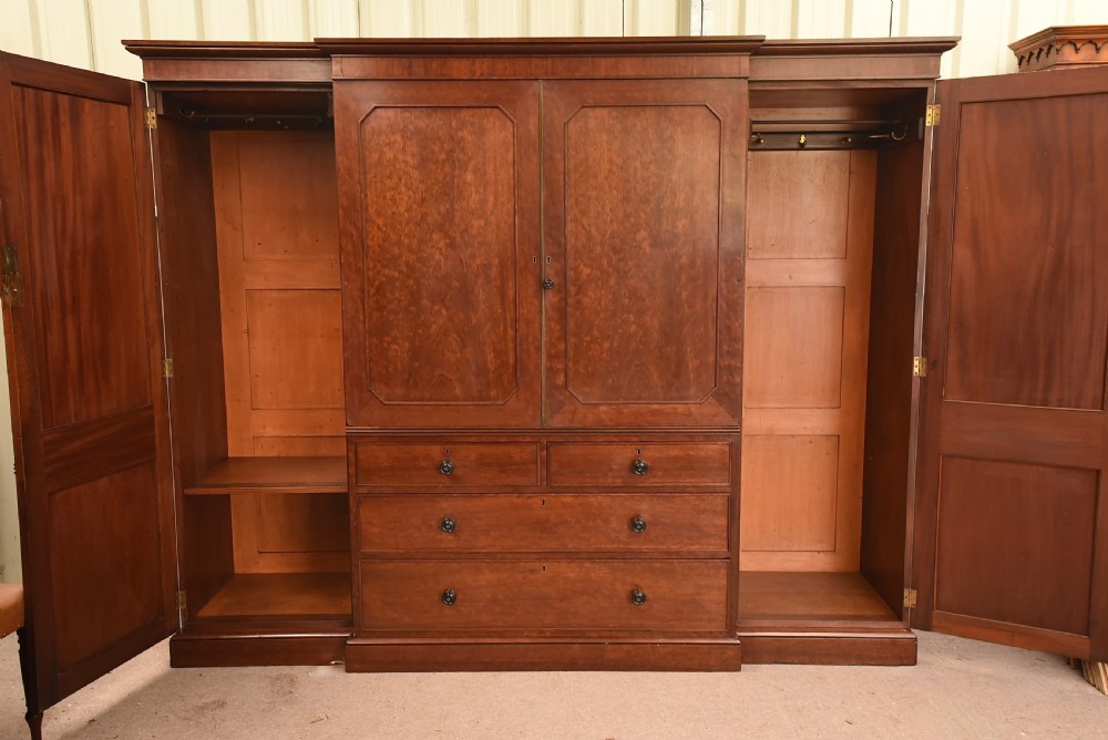 Large Georgian mahogany breakfront  compactum wardrobe  View V