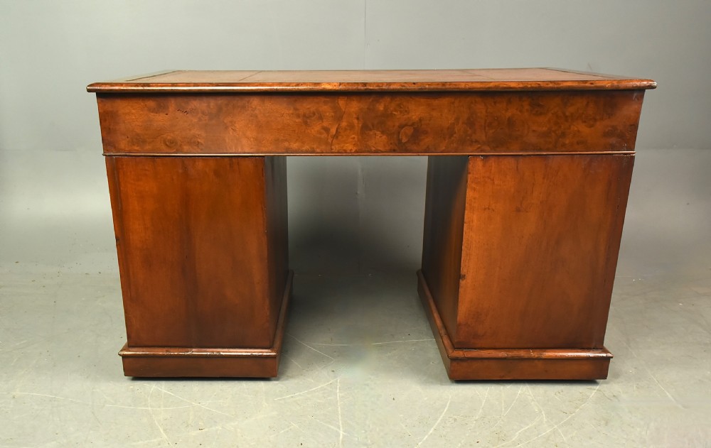 Victorian burr walnut pedestal desk  View VII