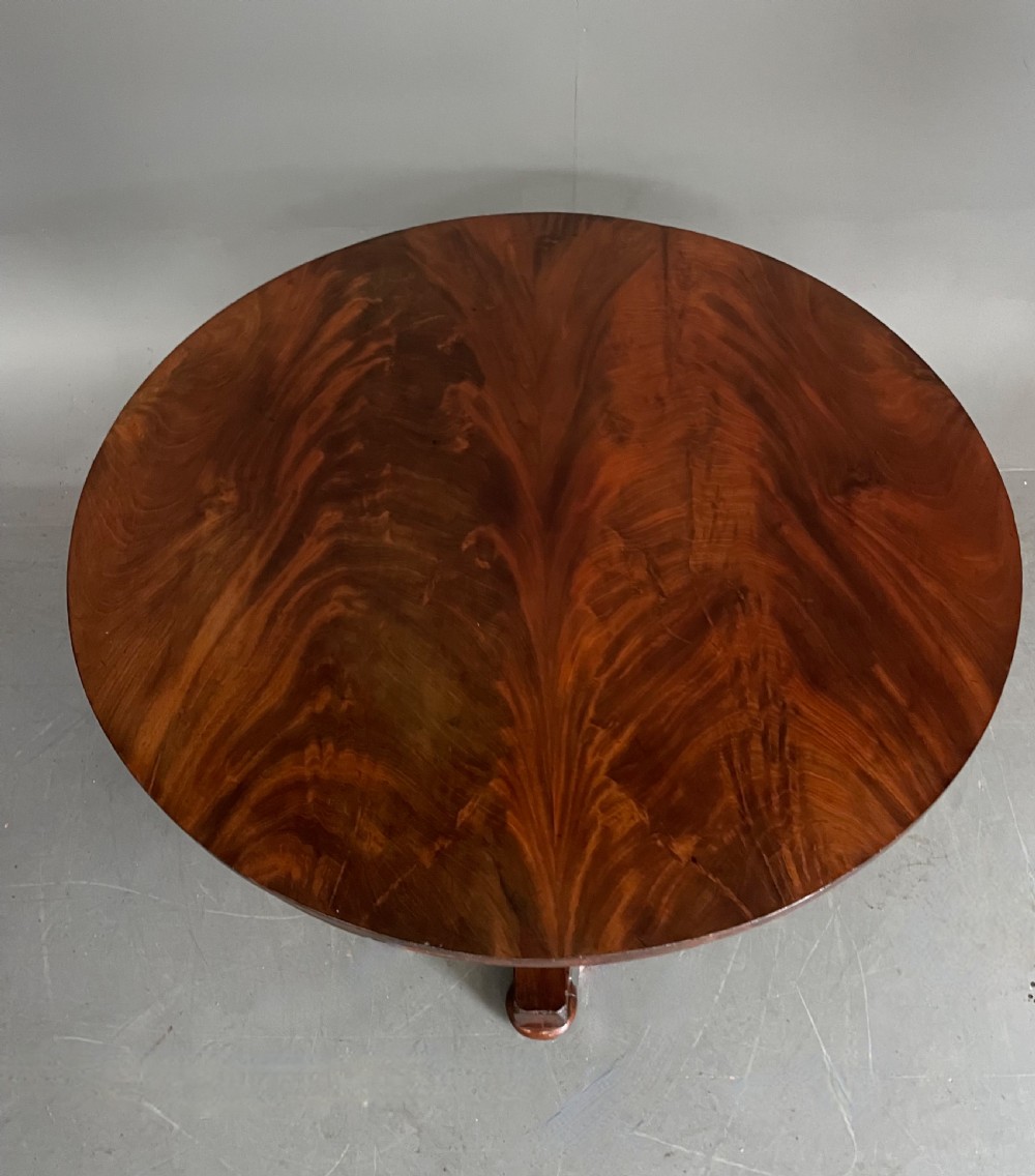Round Victorian flame mahogany dining table  View III