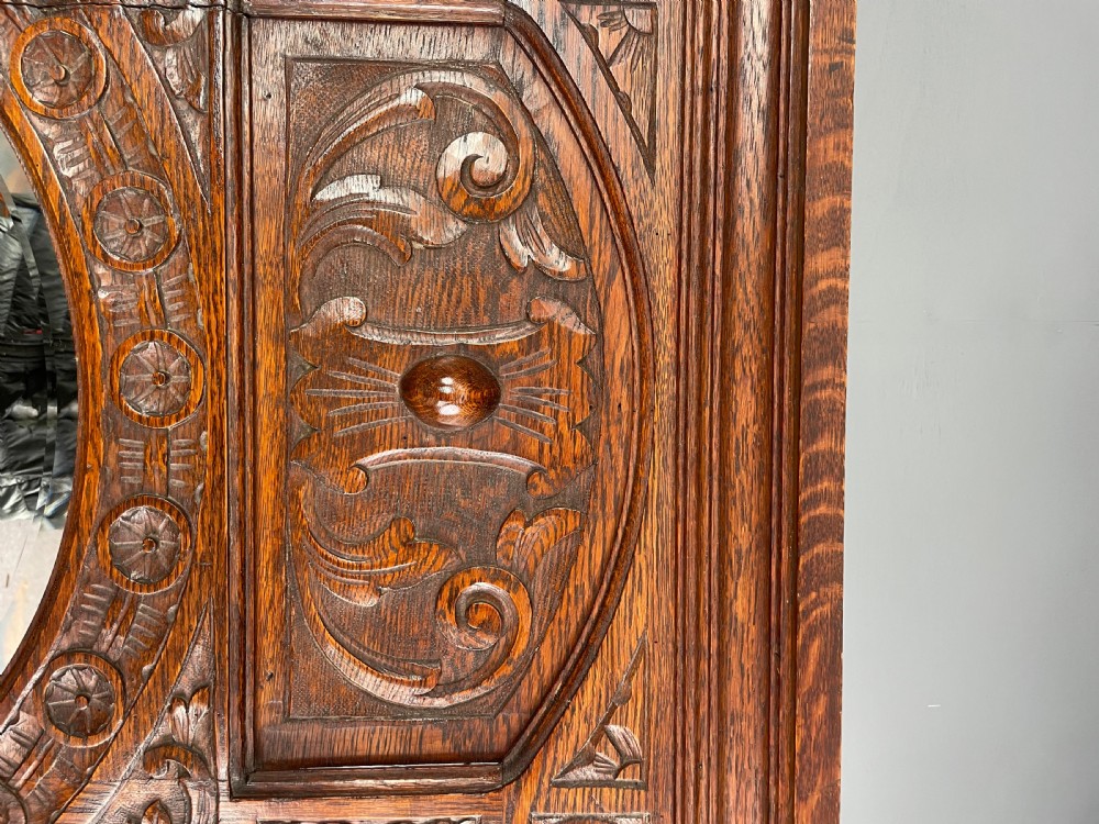 Victorian carved oak green man hall stand  View VI