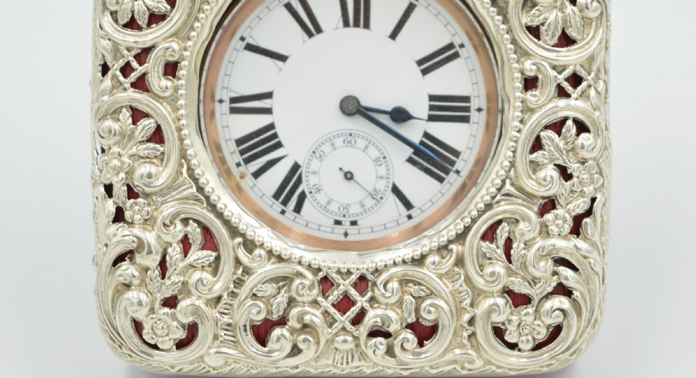Antique Goliath pocket watch silver travel case  View III