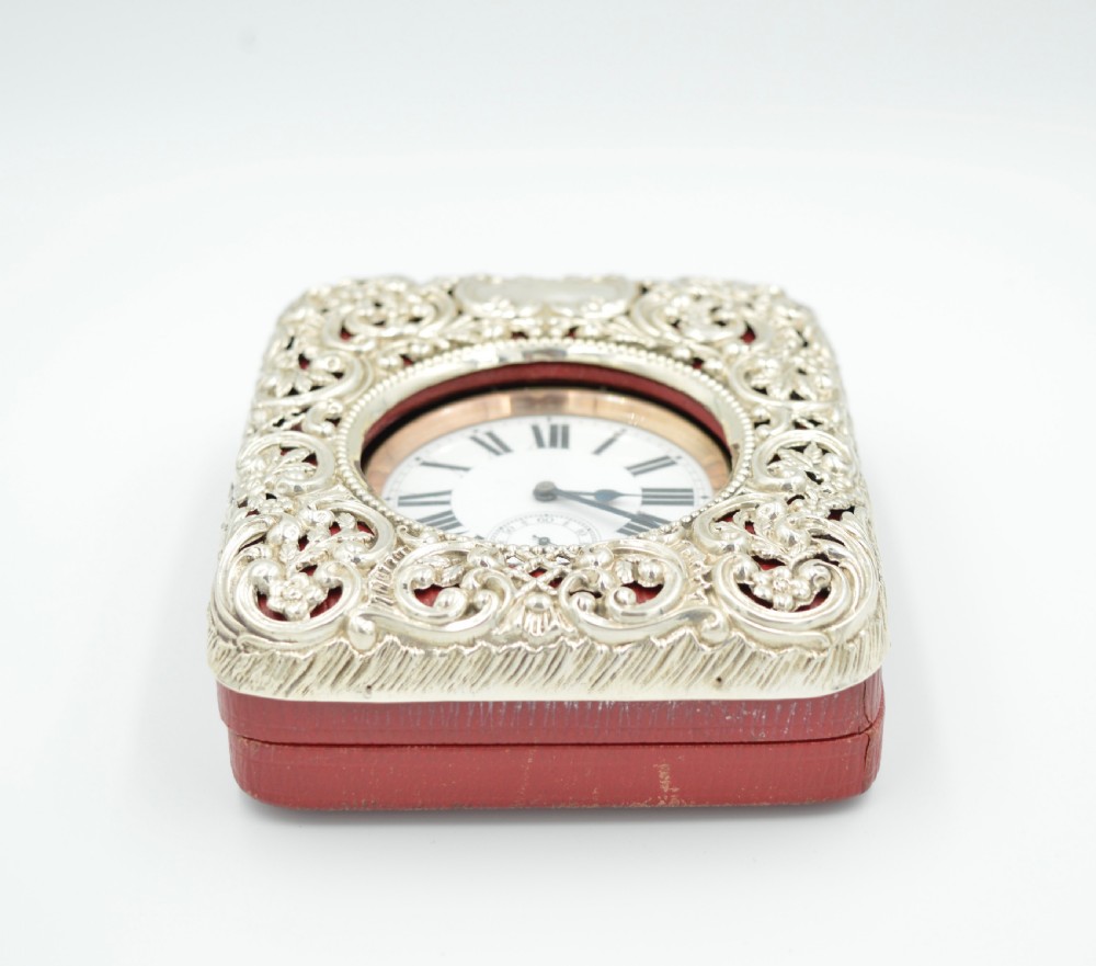 Antique Goliath pocket watch silver travel case  View VI