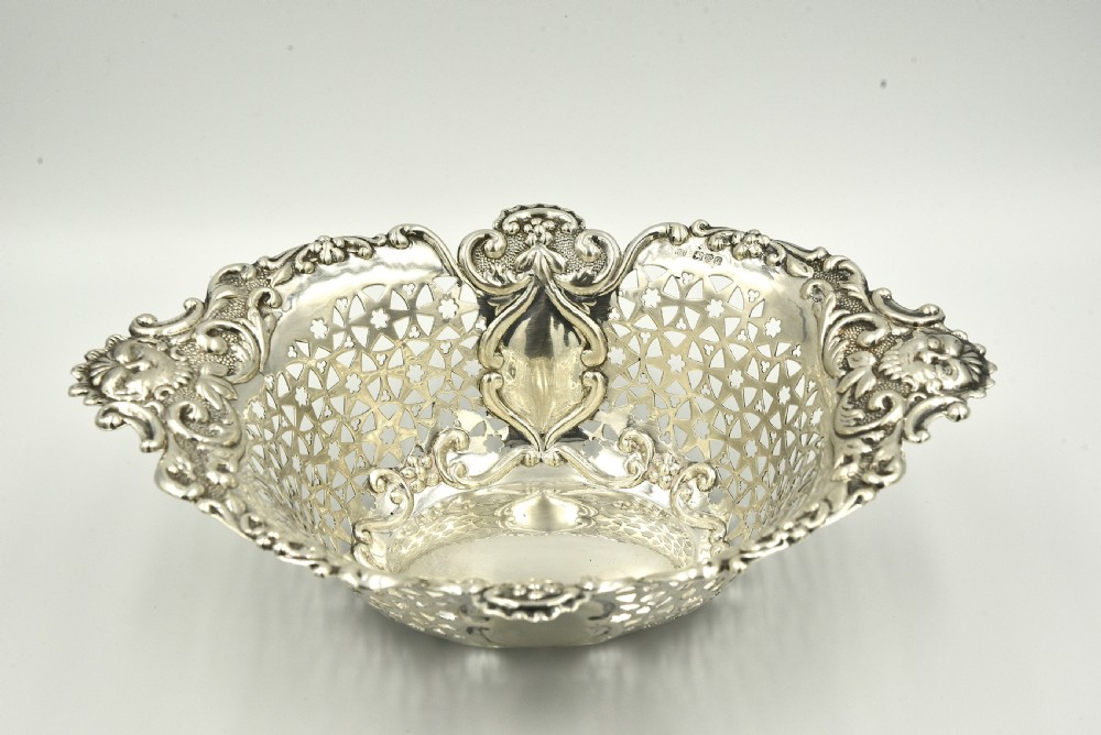 Victorian Sterling silver Fruit basket by James Charles Jay Chester 1899