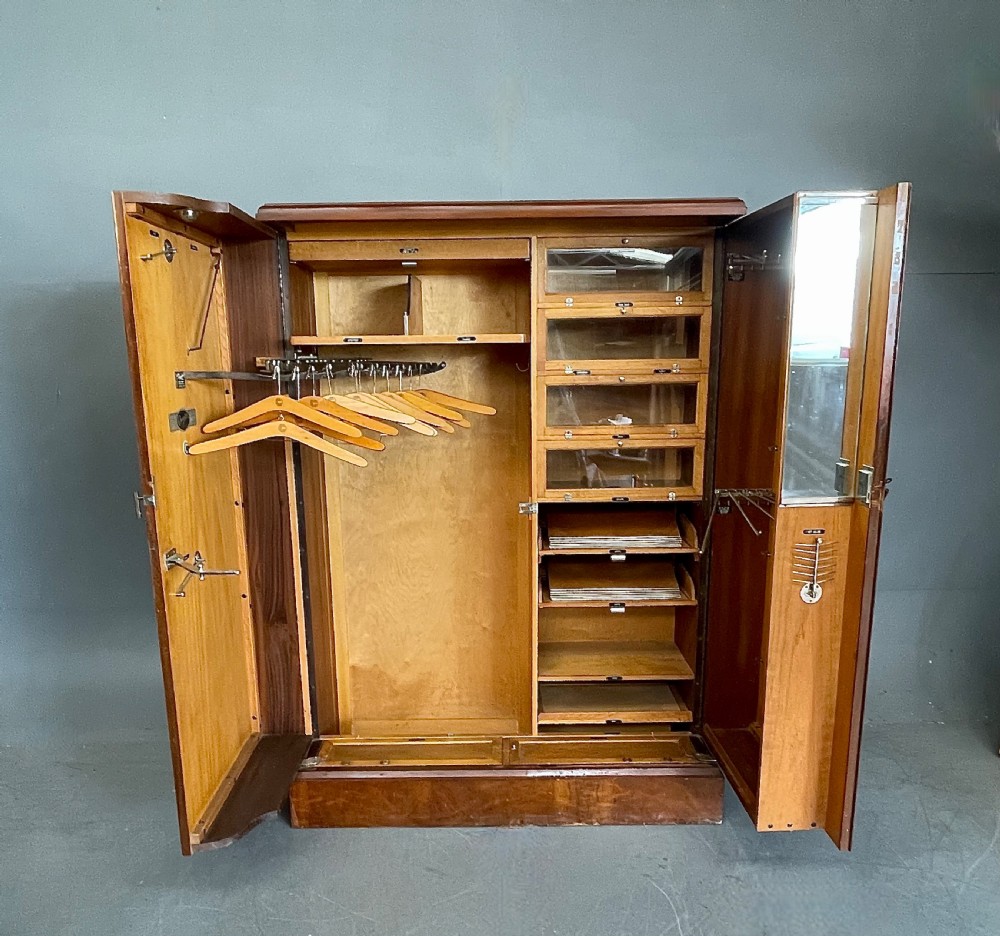 Art Deco walnut deep door compactom gentlemans wardrobe  View II