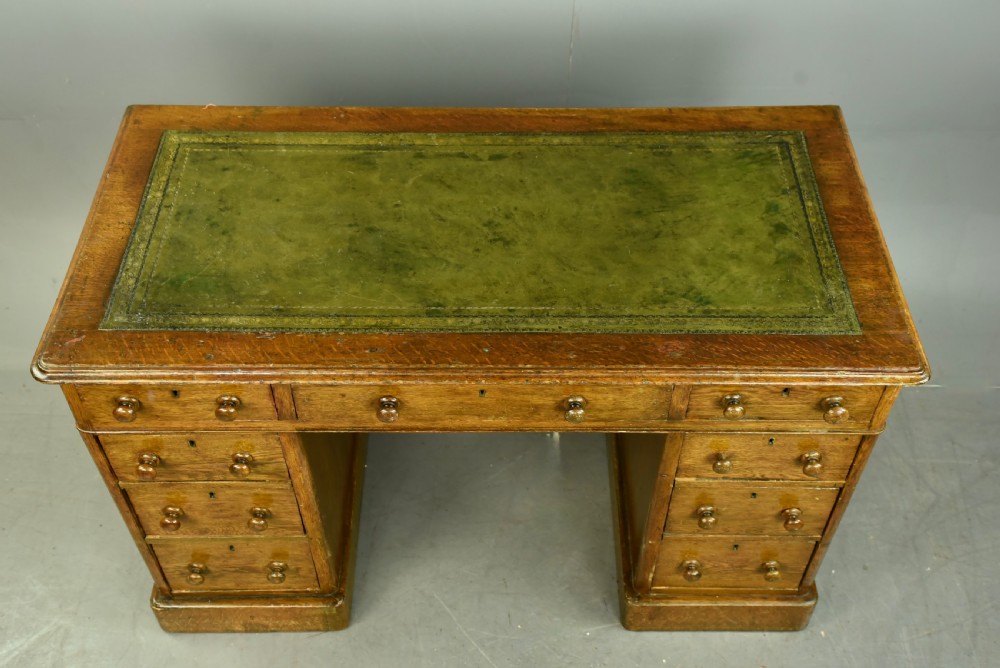 Victorian oak pedestal desk  View III