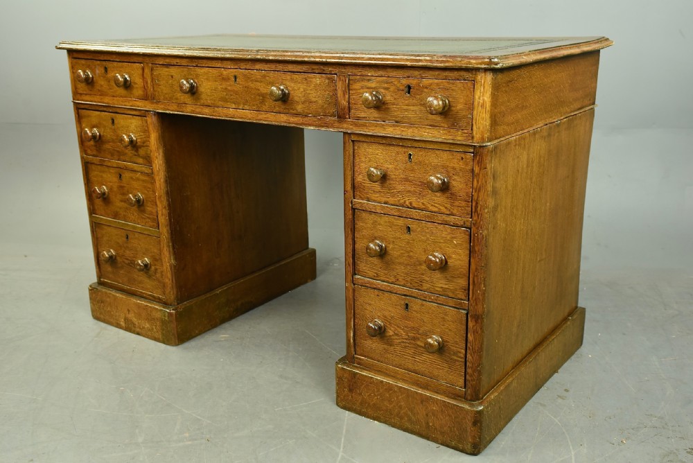 Victorian oak pedestal desk  View IV