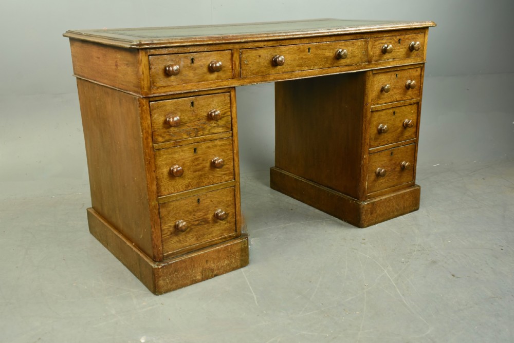 Victorian oak pedestal desk  View V