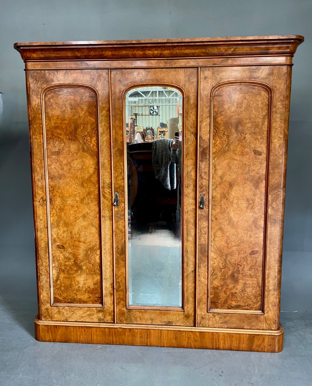 Victorian burr walnut triple wardrobe compactum 