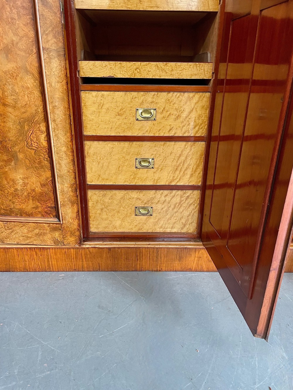 Victorian burr walnut triple wardrobe compactum  View IV