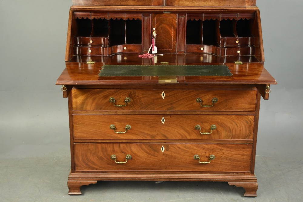 Georgian mahogany bureau bookcase  View III