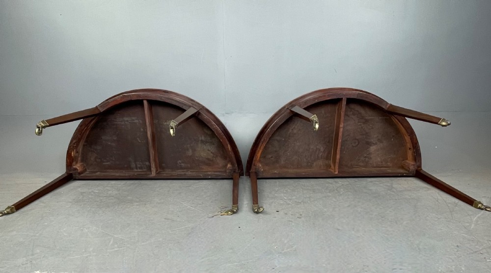 Pair of Georgian mahogany demi lune console tables  View IX