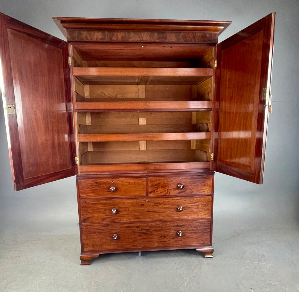 Antique 19th Century mahogany linen press wardrobe  View II
