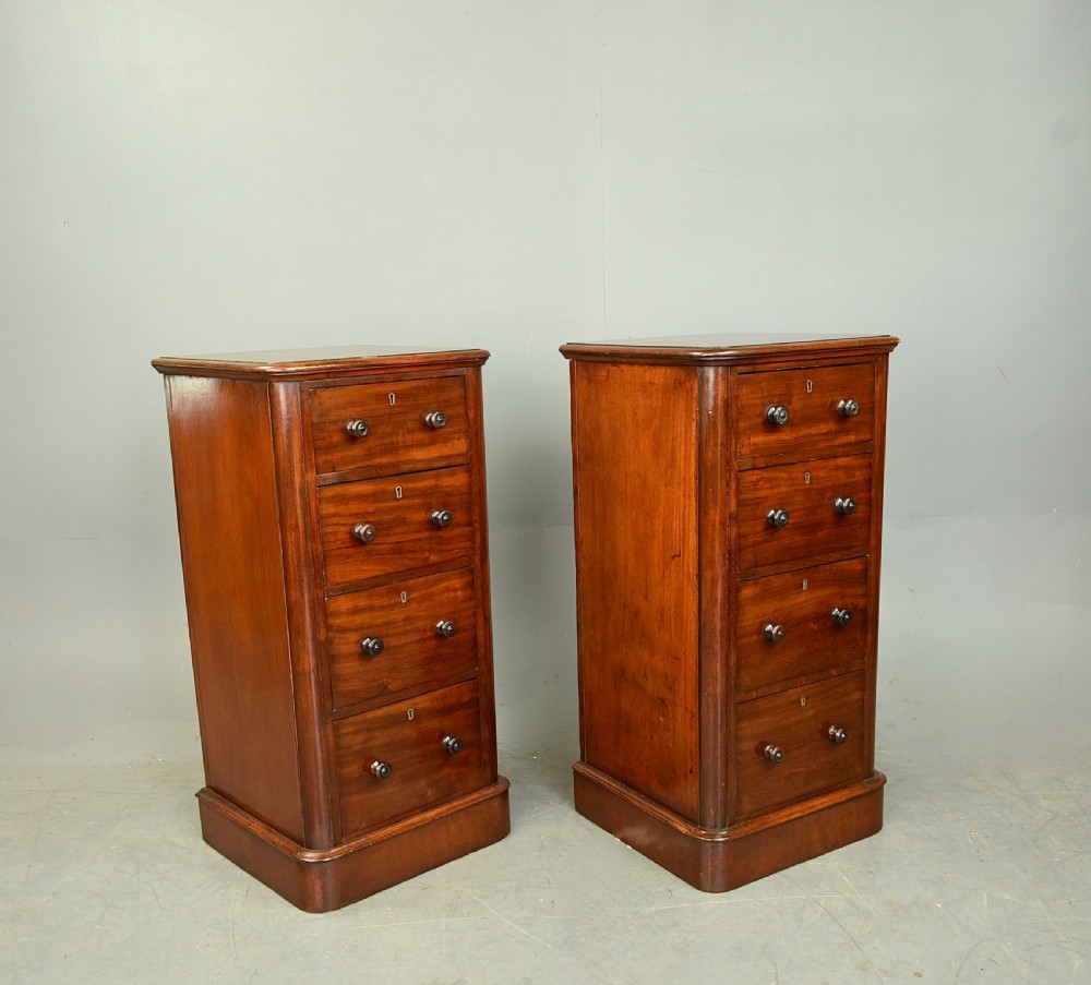 Pair of Victorian mahogany bedside chests  View II