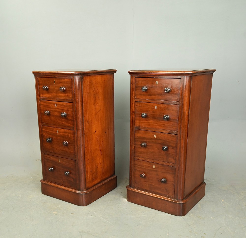 Pair of Victorian mahogany bedside chests  View III