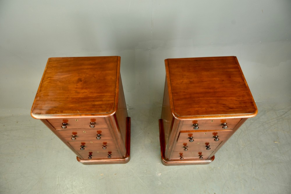 Pair of Victorian mahogany bedside chests  View V