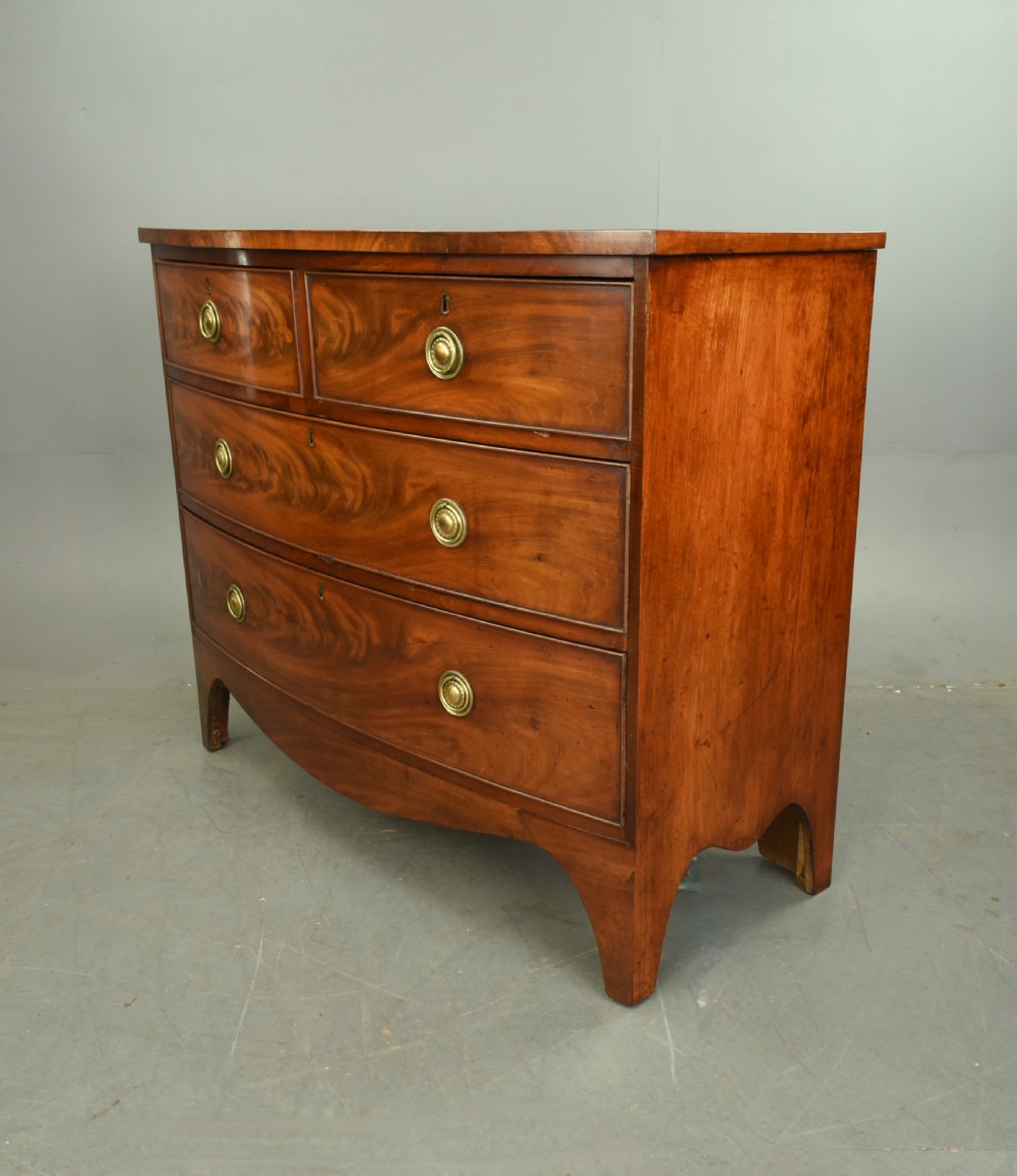 Victorian mahogany bow front chest of drawers  View II