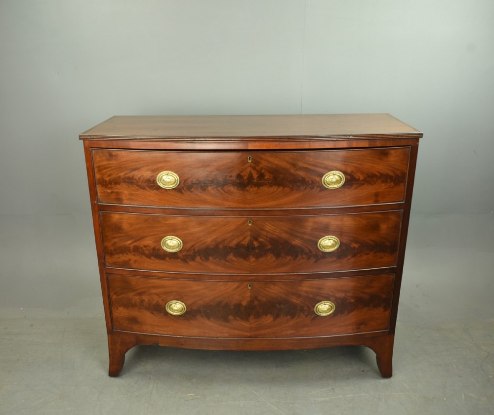 Victorian mahogany bow front chest of drawers  View II