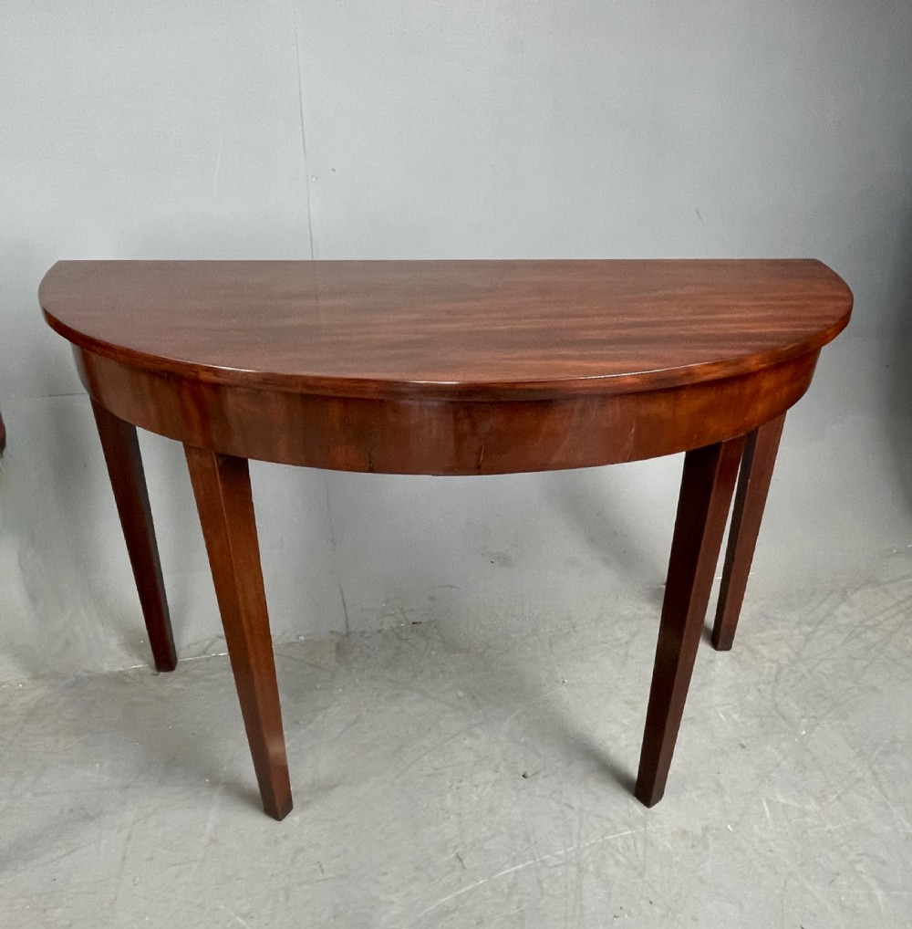 Pair of Georgian mahogany demi lune console tables  View IV