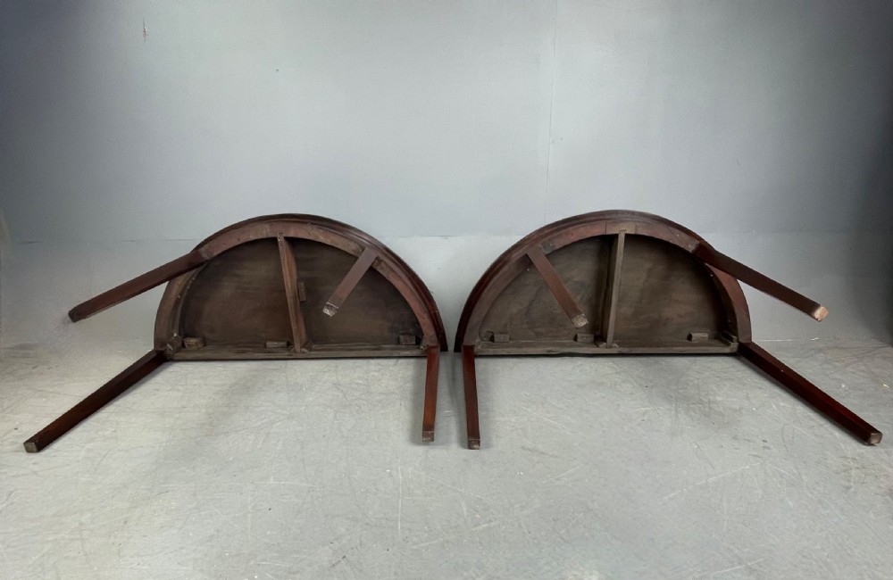 Pair of Georgian mahogany demi lune console tables  View VI