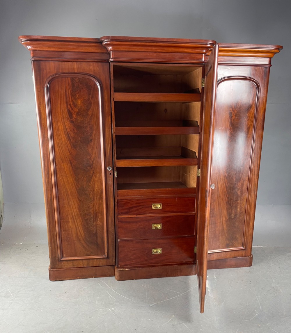 Victorian mahogany breakfront triple wardrobe  View IV